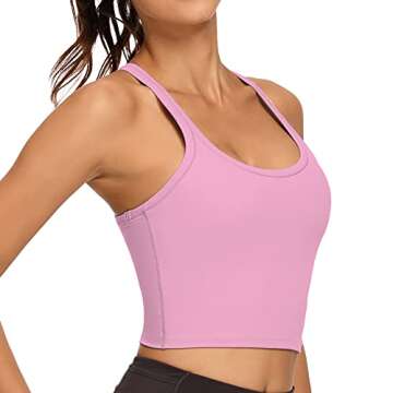 REKITA Workout Crop Tops for Women Athletic Tank Tops with Built in Bra Supportive Sports Bra