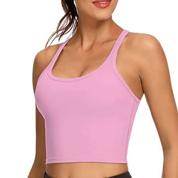 REKITA Workout Crop Tops for Women Athletic Tank Tops with Built in Bra Supportive Sports Bra