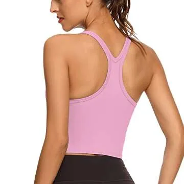 REKITA Workout Crop Tops for Women Athletic Tank Tops with Built in Bra Supportive Sports Bra