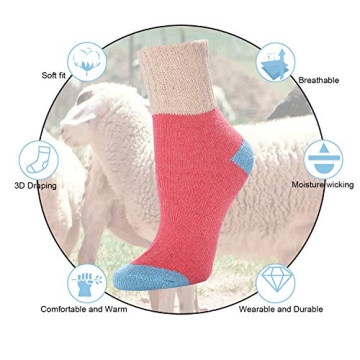 Warm Knit Wool Socks for Women - 5 Pairs Assorted Colors