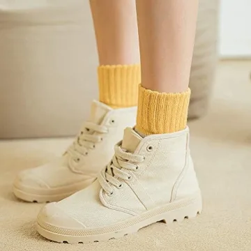 Warm Knit Wool Socks for Women - 5 Pairs Assorted Colors