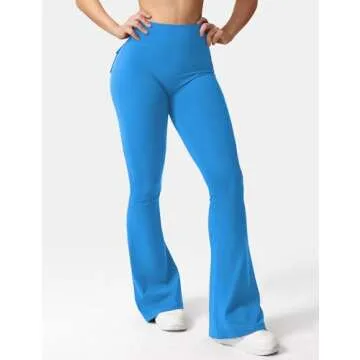 High Waist Flare Gym Leggings with Pockets for Women