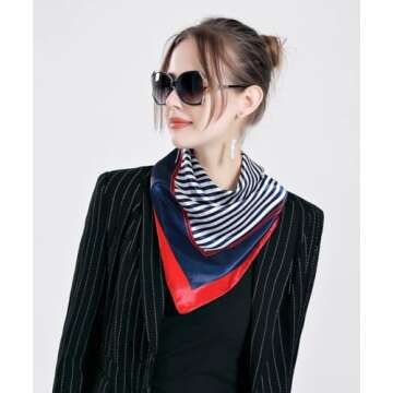 Elegant QBSM 23.6" Satin Silk Feeling Square Scarf