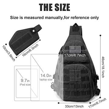 G4Free Tactical EDC Sling Backpack, Military Rover Shoulder Sling Bag Pack with Pistol Holster for C...