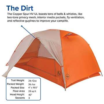 Big Agnes 2019 Copper Spur HV UL2 Backpacking Tent, Grey/Orange, 2 Person