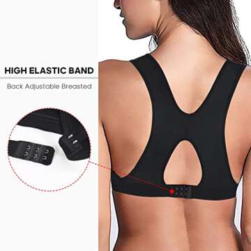 KIMIKAL Women Post-Surgery Front Closure Sports Bra (XL(38B,38C,38D,40A), Black)