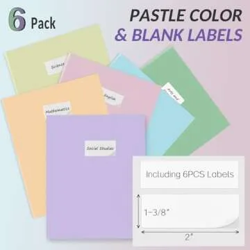 Sooez 6Pack Folders with Pockets, Pastel Colors, Heavy Duty Pocket Folders, Plastic Folders with Poc...