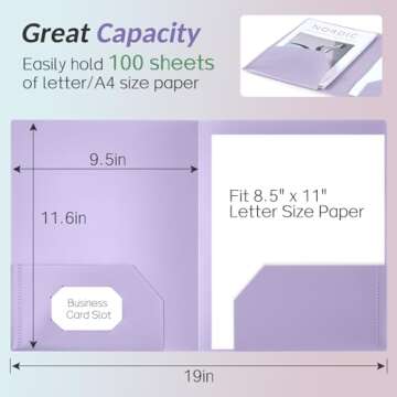 Sooez 6Pack Folders with Pockets, Pastel Colors, Heavy Duty Pocket Folders, Plastic Folders with Pockets, 2 Pocket Folders Bulk, File Folders, School Folders Business Folder Office Filing Supplies