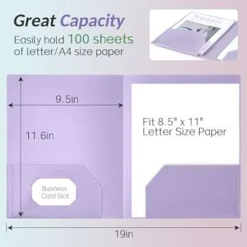 Sooez 6Pack Folders with Pockets, Pastel Colors, Heavy Duty Pocket Folders, Plastic Folders with Pockets, 2 Pocket Folders Bulk, File Folders, School Folders Business Folder Office Filing Supplies