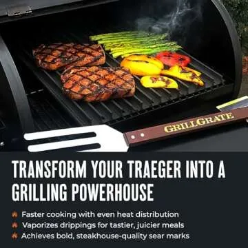 GrillGrate for Traeger Ironwood 650 and 885 | Traeger Grill Accessories | Sear Grates for Pellet Grill | Hard Anodized Aluminum |16.25” Interlocking Grill Grate Set