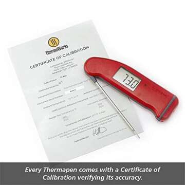 New! ThermoWorks Backlit Thermapen Mk4 Professional Thermocouple Cooking Thermometer by ThermoWorks RED