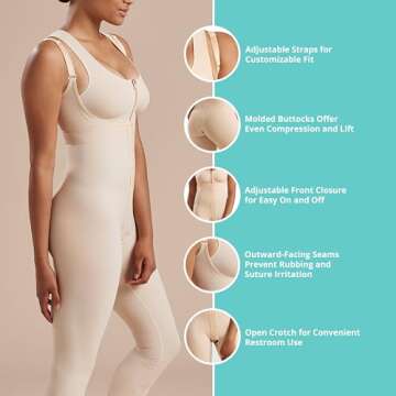 MARENA SFBHM Stage 1 Post-surgical Compression Girdle with High-Back & Front Closure – Adjustable Mid-Calf Length