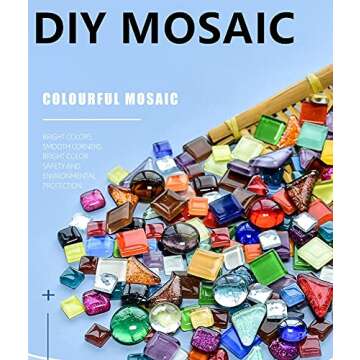 BTMIEY 500g Glue Down Irregular Tiny Mosaic Tile Hobbies Children Handmade Crystal Craft for Bathroom Kitchen Home Decoration DIY Art Projects,0.4X0.4 Inch(Mixed Color Series)