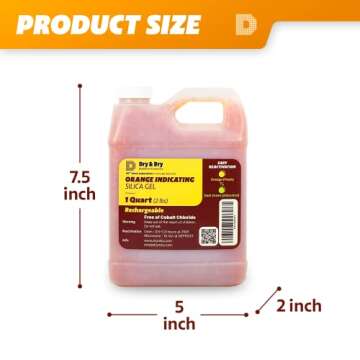 Dry & Dry" [1 Quart Premium Orange Indicating Silica Gel Desiccant Beads(Industry Standard 3-5 mm) - Rechargeable Silica Gel Beads(2 LBS)