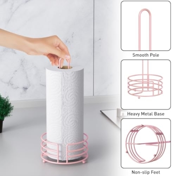 Buruis Elegant Pink Paper Towel Holder for Home
