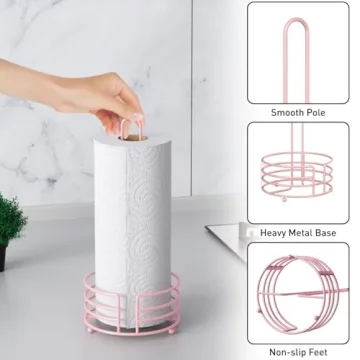 Buruis Elegant Pink Paper Towel Holder for Home