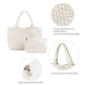 wxvvfe Woven Tote Bag for Women - Eco-Friendly Vegan Leather