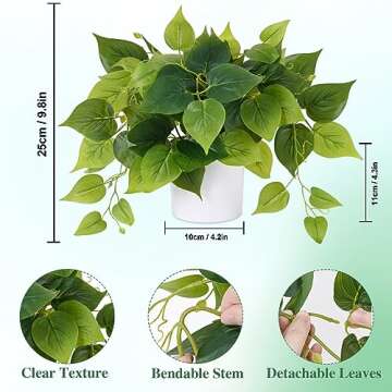 Waipfaru Faux Plants Indoor with Plastic Pots, Realistic Small Fake Plants, Fake Plants with Pothos,...