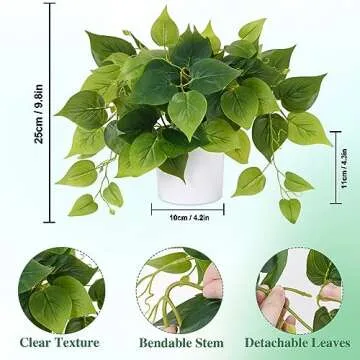 Waipfaru Faux Plants Indoor with Plastic Pots, Realistic Small Fake Plants, Fake Plants with Pothos,...