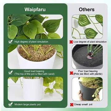 Waipfaru Faux Plants Indoor with Plastic Pots, Realistic Small Fake Plants, Fake Plants with Pothos, Fake Potted Plants, Artificial Plant for Home Shelf Bathroom Kitchen Office Indoor Outdoor Decor