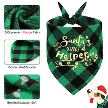 2 Pack Dog Bandana Christmas for Puppy Small Medium Large Dogs Cats Pets Outfit Classic Plaid Pets Scarf Triangle Bibs Merry Christmas Bandana Santa Costume Accessories (Gold)
