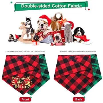 2 Pack Dog Bandana Christmas for Puppy Small Medium Large Dogs Cats Pets Outfit Classic Plaid Pets Scarf Triangle Bibs Merry Christmas Bandana Santa Costume Accessories (Gold)