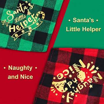 2 Pack Dog Bandana Christmas for Puppy Small Medium Large Dogs Cats Pets Outfit Classic Plaid Pets Scarf Triangle Bibs Merry Christmas Bandana Santa Costume Accessories (Gold)