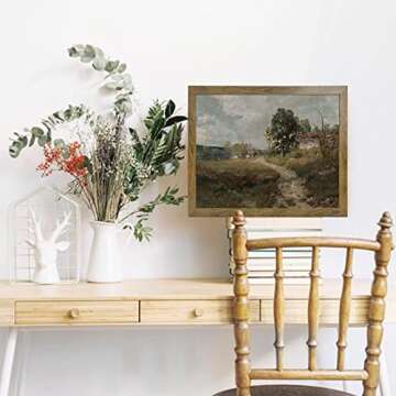 Natural Landscape Art - Vintage Print Country Landscape Painting， Framed Canvas Prints Wall Art Ho...