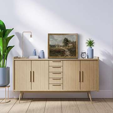 Natural Landscape Art - Vintage Print Country Landscape Painting， Framed Canvas Prints Wall Art Home Decor - Vintage Landscape Art Print Farmhouse Painting