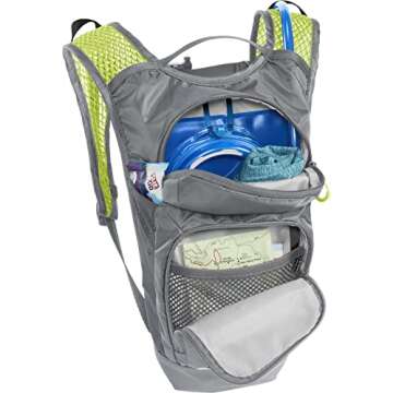 CamelBak Mini M.U.L.E. Kids Hydration Backpack for Hiking and Biking - 50oz, Metal Grey/Green