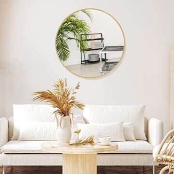 Itrue Round Gold Mirror 36 Inch Decorative Wall Mirror