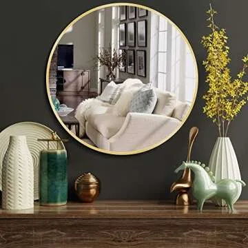 Itrue Round Gold Mirror 36 Inch Decorative Wall Mirror