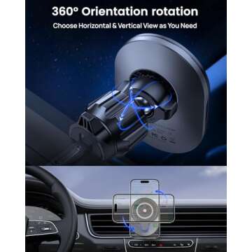 SODI for Mag-Safe Car Phone Holder for Your Car Mount Charger, 15W Fast Charging Car Phone Mount,Air Vent/Dashboard Phone Mount Car Charger for iPhone 16/15 14 13 12, Car Accessories for Women Men