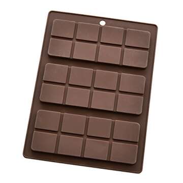 Mrs. Anderson's Baking Chocolate Mold, Non-Stick European-Grade Silicone, Triple Chocolate Bar