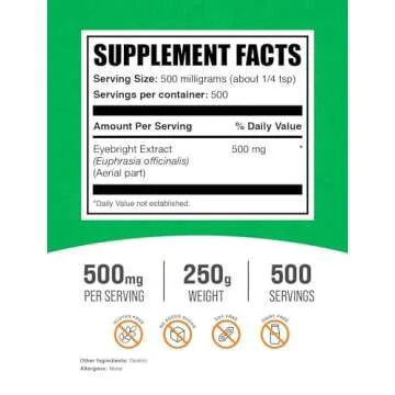 BulkSupplements.com Eyebright Extract Powder - Eyebright Herb Supplement, Eyebright Extract 500mg - ...