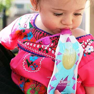 ChooMee Reusable Baby Food Pouches - Fun & Leakproof 8 Pack