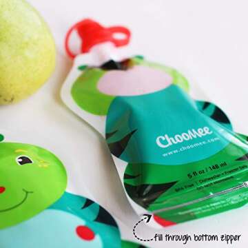 ChooMee Reusable Baby Food Pouches - Fun & Leakproof 8 Pack