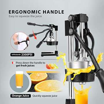 VIVOHOME Heavy Duty Commercial Manual Hand Press Citrus Orange Lemon Juicer Squeezer Machine Black