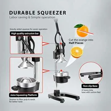 VIVOHOME Heavy Duty Commercial Manual Hand Press Citrus Orange Lemon Juicer Squeezer Machine Black