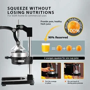 VIVOHOME Heavy Duty Commercial Manual Hand Press Citrus Orange Lemon Juicer Squeezer Machine Black