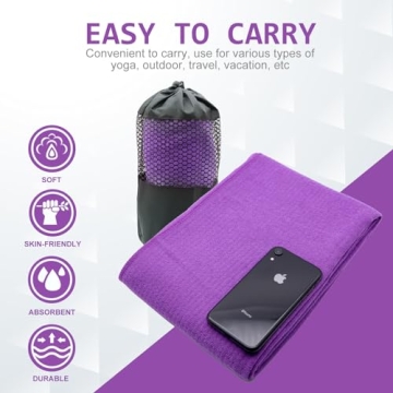 Eunzel Yoga Towel - Hot Non-Slip Sweat Absorbent 24x72 Purple