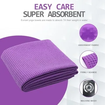 Eunzel Yoga Towel - Hot Non-Slip Sweat Absorbent 24x72 Purple
