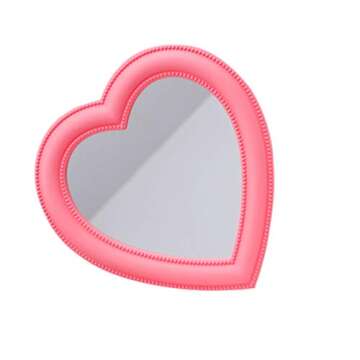 BESPORTBLE Heart Shaped Mirror – Pink Glass Vanity Mirror, Dual Use