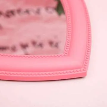 BESPORTBLE Heart Shaped Vanity Mirror in Pink Glass