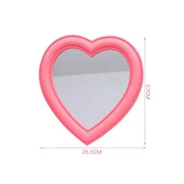 BESPORTBLE Heart Shaped Vanity Mirror in Pink Glass