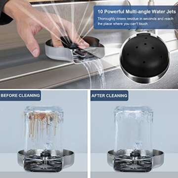 Jifunull Metal Glass Rinser for Kitchen Sink, Faucet Glass Washer Cleaner, Bottle Washer, Cup Rinser, Kitchen Sink Accessories, Stainless Steel, Brush Nickel