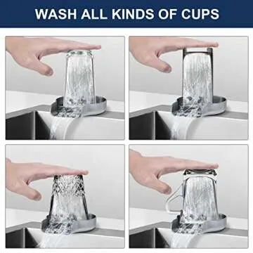Jifunull Metal Glass Rinser for Kitchen Sink, Faucet Glass Washer Cleaner, Bottle Washer, Cup Rinser, Kitchen Sink Accessories, Stainless Steel, Brush Nickel