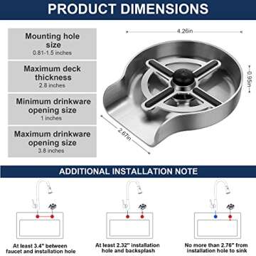 Jifunull Metal Glass Rinser for Kitchen Sink, Faucet Glass Washer Cleaner, Bottle Washer, Cup Rinser, Kitchen Sink Accessories, Stainless Steel, Brush Nickel