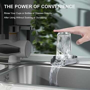 Jifunull Metal Glass Rinser for Kitchen Sink, Faucet Glass Washer Cleaner, Bottle Washer, Cup Rinser, Kitchen Sink Accessories, Stainless Steel, Brush Nickel