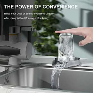 Jifunull Metal Glass Rinser for Kitchen Sink, Faucet Glass Washer Cleaner, Bottle Washer, Cup Rinser, Kitchen Sink Accessories, Stainless Steel, Brush Nickel